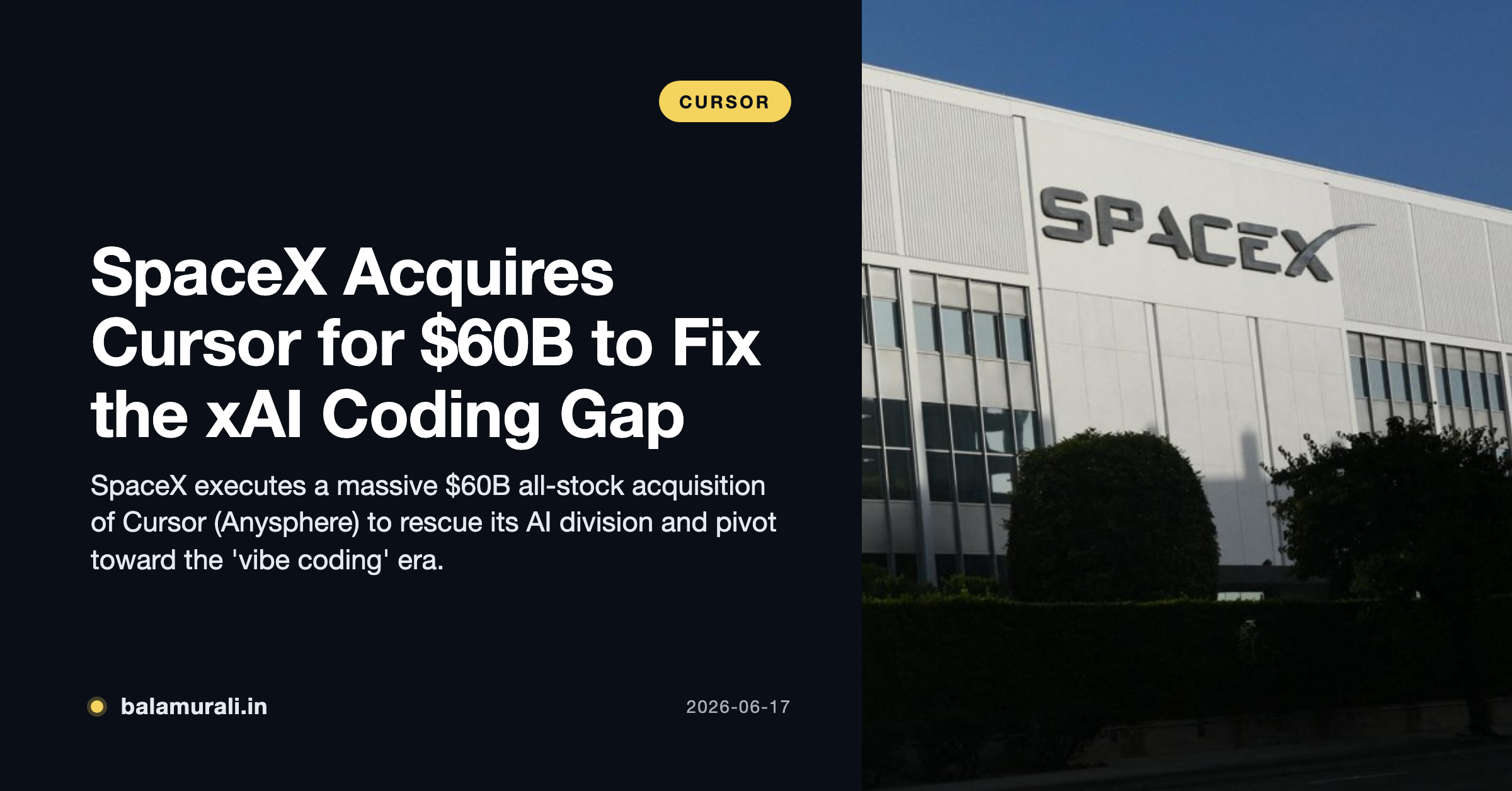 SpaceX's $60B Cursor Deal: AI Coding Valuation Bubble? | byteiota